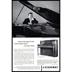 1953 Steinway Piano Vintage Print Ad Eugene List Grand Tuxedo Wall Art Photo